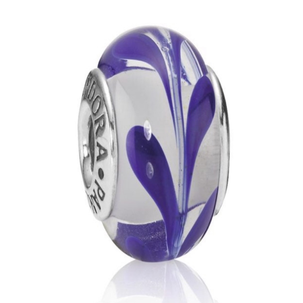 Pandora Blue & White Swirl Glass Murano Charm